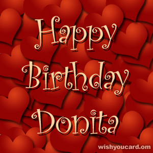 happy birthday Donita hearts card