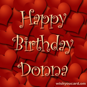 happy birthday Donna hearts card