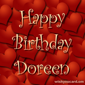 happy birthday Doreen hearts card