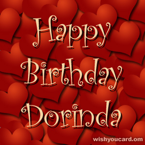 happy birthday Dorinda hearts card