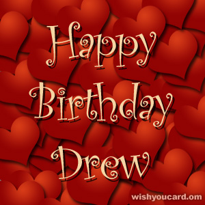happy birthday Drew hearts card