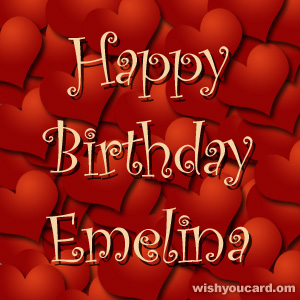 happy birthday Emelina hearts card