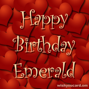happy birthday Emerald hearts card