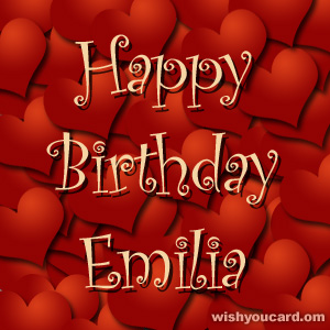 happy birthday Emilia hearts card
