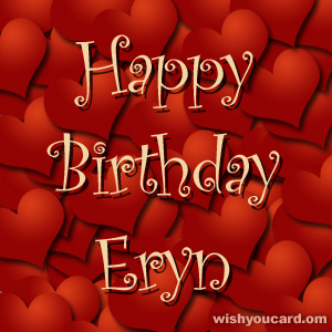 happy birthday Eryn hearts card
