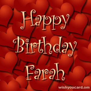 happy birthday Farah hearts card