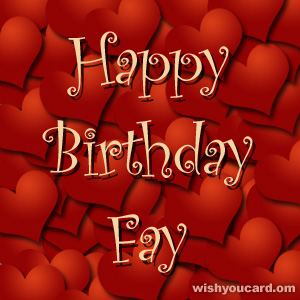 happy birthday Fay hearts card