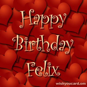 happy birthday Felix hearts card