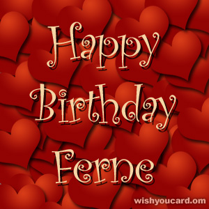 happy birthday Ferne hearts card