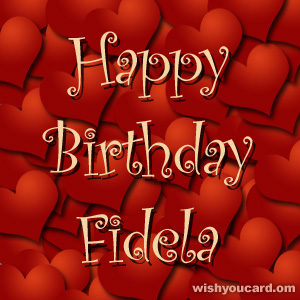 happy birthday Fidela hearts card