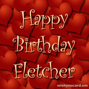 happy birthday Fletcher hearts card