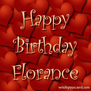 happy birthday Florance hearts card