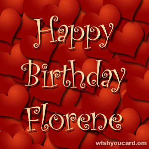 happy birthday Florene hearts card