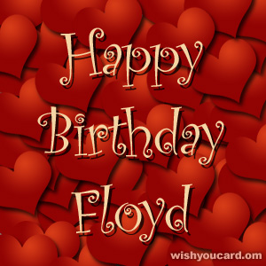 happy birthday Floyd hearts card