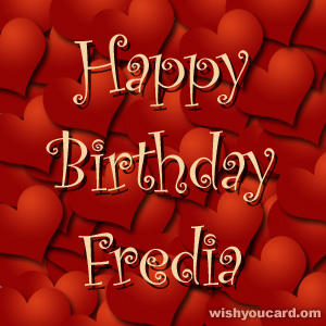 happy birthday Fredia hearts card