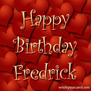happy birthday Fredrick hearts card