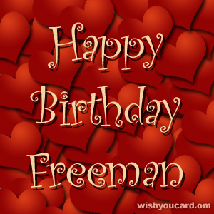 happy birthday Freeman hearts card