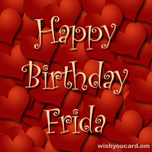 happy birthday Frida hearts card