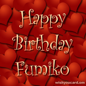 happy birthday Fumiko hearts card