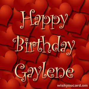 happy birthday Gaylene hearts card