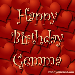 happy birthday Gemma hearts card
