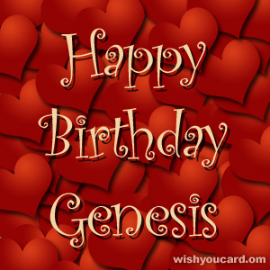 happy birthday Genesis hearts card