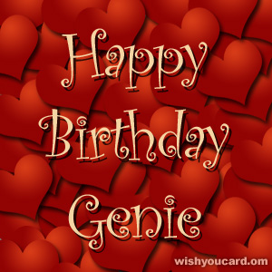 happy birthday Genie hearts card
