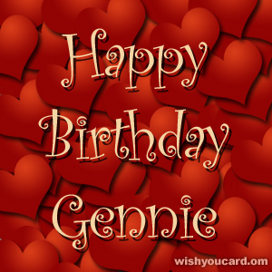 happy birthday Gennie hearts card