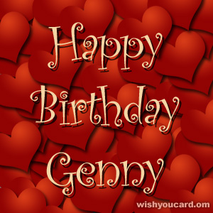 happy birthday Genny hearts card