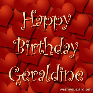 happy birthday Geraldine hearts card