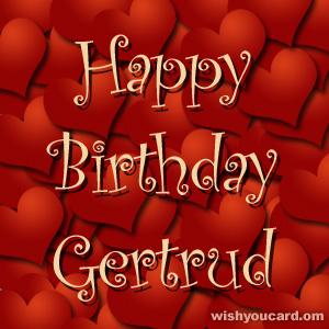 happy birthday Gertrud hearts card