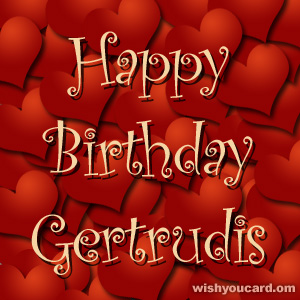 happy birthday Gertrudis hearts card