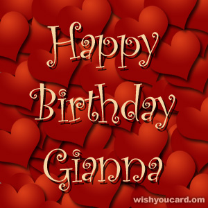 happy birthday Gianna hearts card