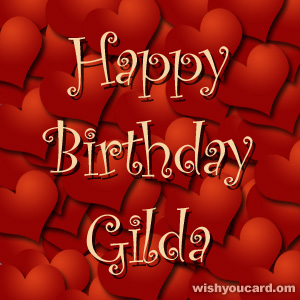 happy birthday Gilda hearts card