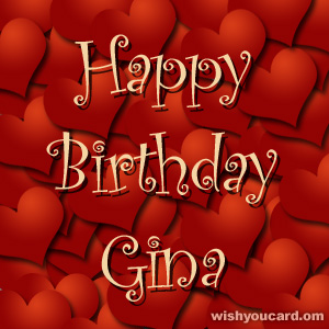 happy birthday Gina hearts card