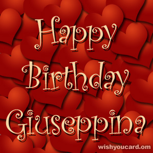 happy birthday Giuseppina hearts card