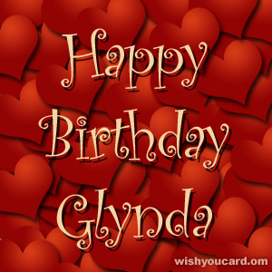 happy birthday Glynda hearts card