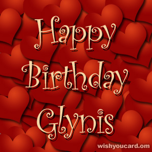 happy birthday Glynis hearts card