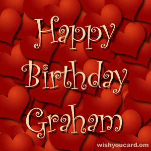 happy birthday Graham hearts card