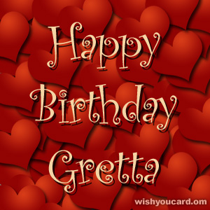 happy birthday Gretta hearts card