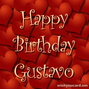 happy birthday Gustavo hearts card