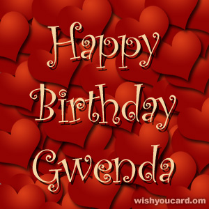 happy birthday Gwenda hearts card