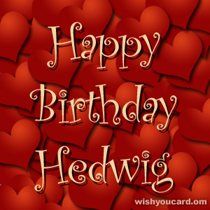 happy birthday Hedwig hearts card