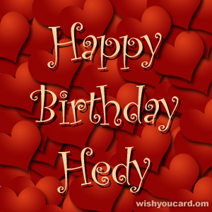 happy birthday Hedy hearts card