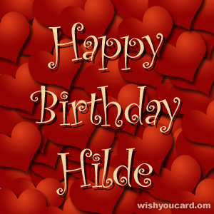 happy birthday Hilde hearts card