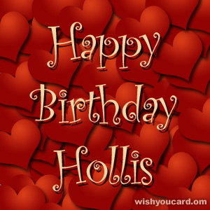 happy birthday Hollis hearts card