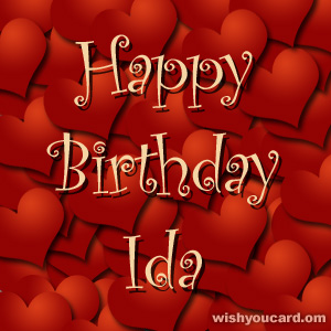 happy birthday Ida hearts card
