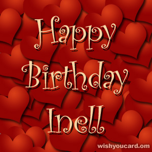 happy birthday Inell hearts card