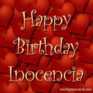 happy birthday Inocencia hearts card