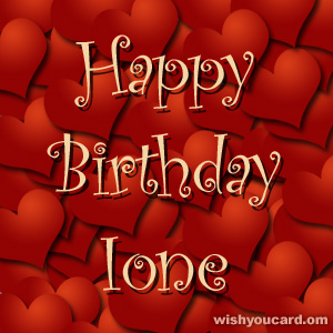 happy birthday Ione hearts card